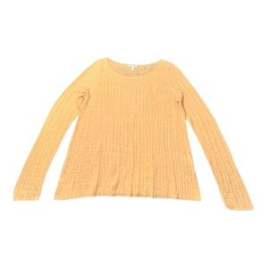 Eileen Fisher Organic Linen Lightweight Scoop Neck  Sweater Yellow Women’s Sz L